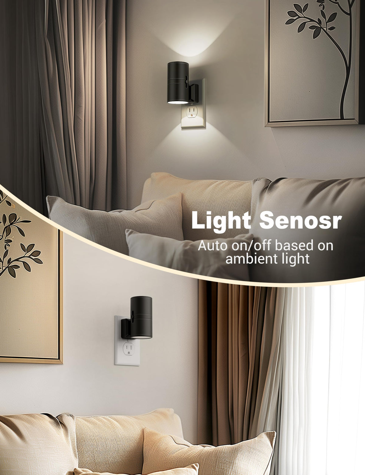 Night Lights Plug into Wall (Black)