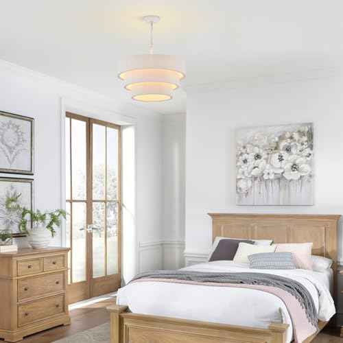 20” Boho Hand Woven Rattan Chandelier 3 Round Adjustable Coastal Pendant Light for Kitchen Island Dining Living Room (White-3 Round)