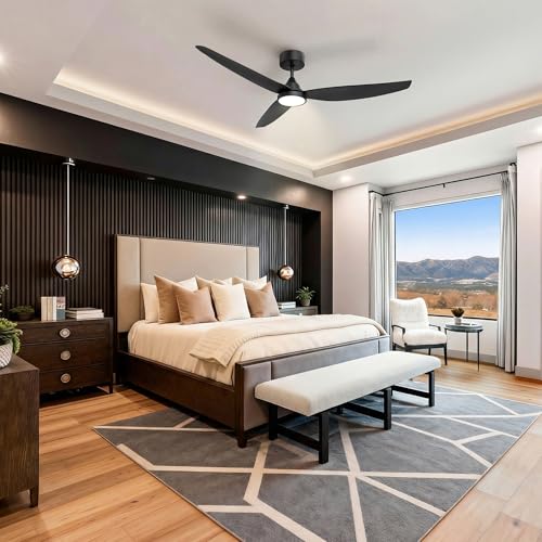 54 Inch Ceiling Fan with Lights (Black / 54 inch)