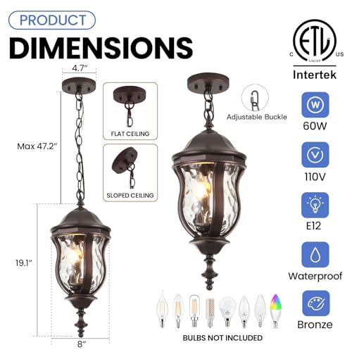 Large Outdoor Pendant Light Fixtures (Brown / 19.1 Inch)