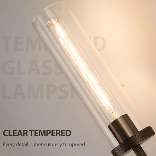 19.5" Knurled‑Craft Hardwired Bronze Wall Sconce (Bronze-Clear Tube / 19.5″-1 Pack)