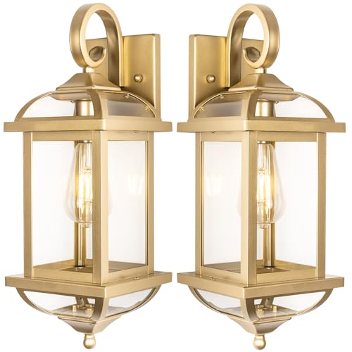 18” Gold Light Fixtures Outdoor Brass Porch Lights (Gorgeous Golden / Without Sensor)