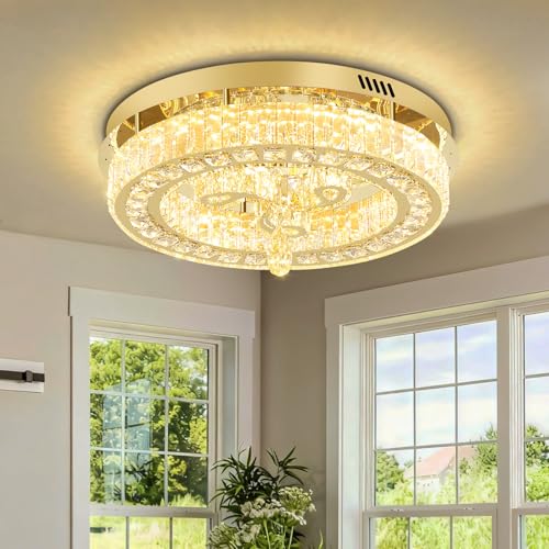 Modern Crystal Chandeliers for Dining Room Flush Mount Ceiling Chandelier for Living Room