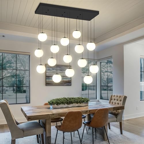 Modern Rectangular Chandelier (Black-White / Rectangle 16-Light)