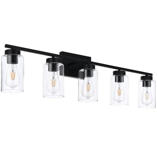 5 Light Bathroom Vanity Light Fixtures (5 Lights Black)