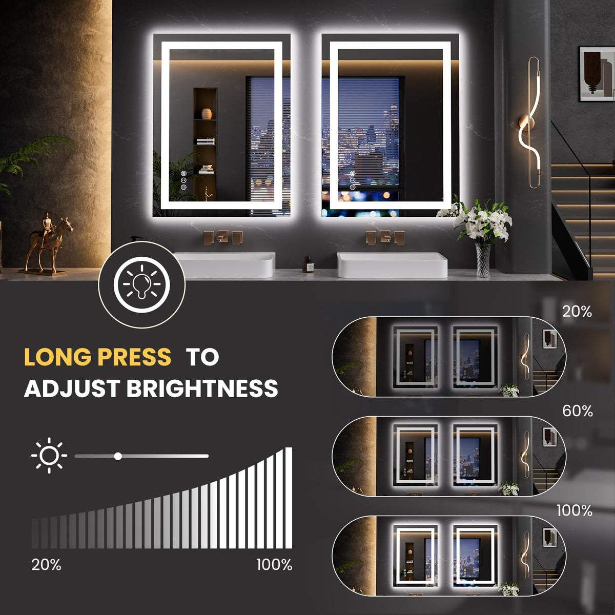 23.6"x31.5" LED Bathroom Mirror with Lights (Led / 31.5"L x 23.6"W)