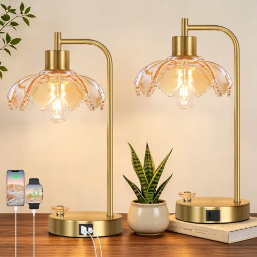 Industrial Touch Control Table Lamps with 2 USB Ports and AC Outlets
