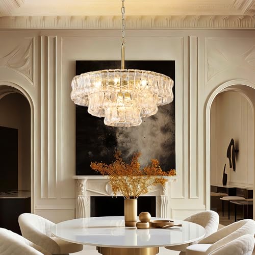 23in Large Chandelier Gold (Round Clear & Gold Chain / 23.6in)