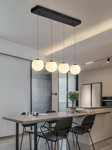 Dining Room Light Fixture 4 (Black-White / Rectangle 4-Light)