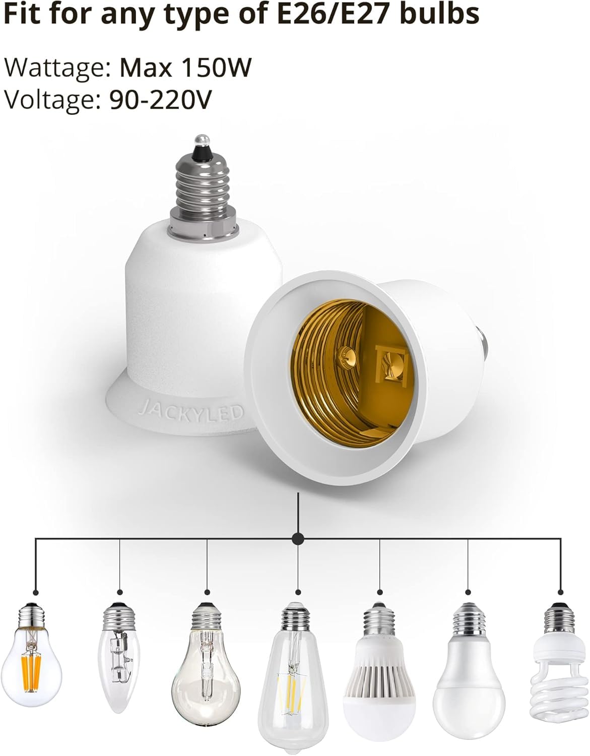 15 Pack E12 to E26 Adapter
