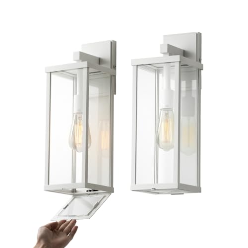 Classic Outdoor Wall Sconce 1 Light in Matte Black Rectangular Metal Frame and Clear Glass Shade Waterproof Porch Light Patio Light