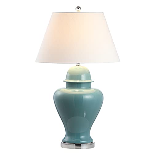 Sagwa 33" Modern Ceramic Ginger Jar Living Room Lamp (Teal)