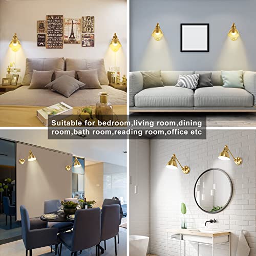 Plug in Wall Sconces Set of Two with Remote (Gold-2 PACK(Bulbs+Remote))