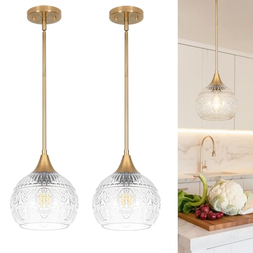 Vintage Pendant Lights Kitchen Island With Glass Shade Set of 2