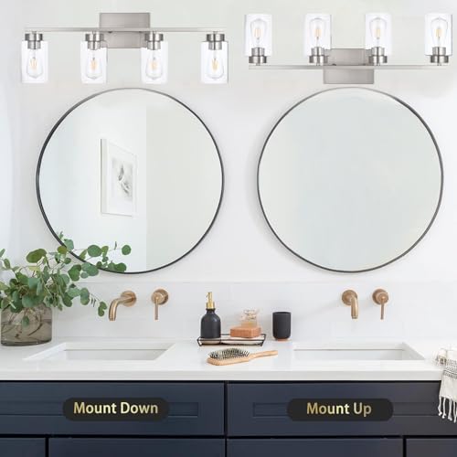 4 Light Bathroom Vanity Light Fixtures (4 Lights Nickel)