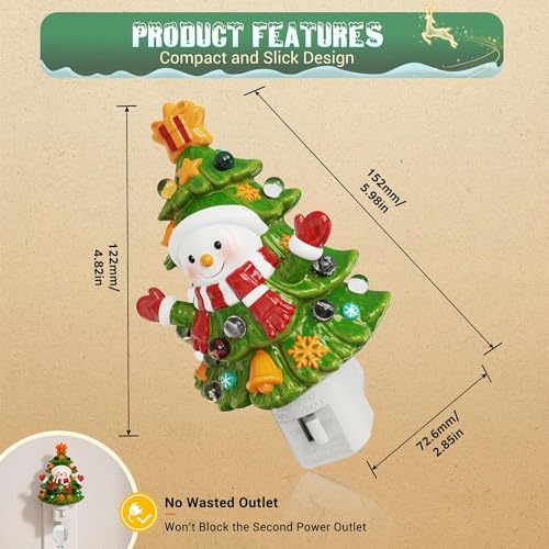Christmas Tree & Snowman Night Light (Christmas tree and snowman-3000K / 1 Pack)