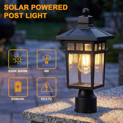 15" Solar Post Lights Outdoor (Black / 15-Inch-1 Pack-Solar Powered)