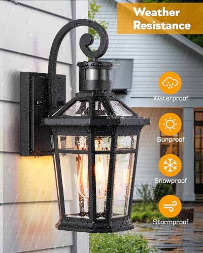 Motion Sensor Outdoor Wall Lights (Black / 1-pack)