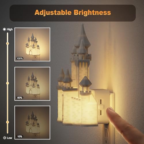 Night Lights Plug into Wall (Castle-3000K / 2 Pack)