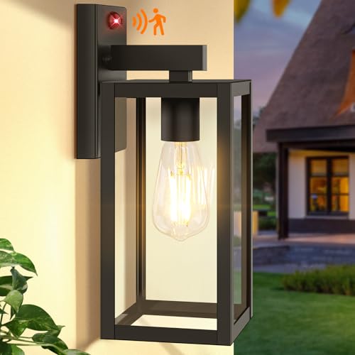 13" Upgraded Motion Sensor Outdoor Wall Light Fixture (Black / 13in)