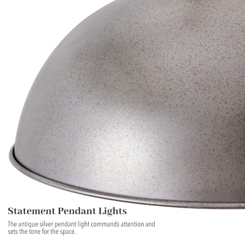 17.7 in Large Dome Pendant Light (Antique Silver / 17.7 Inch)