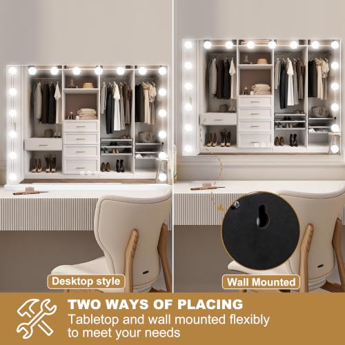 Vanity Mirror with Lights (White / 36"L x 24"W)
