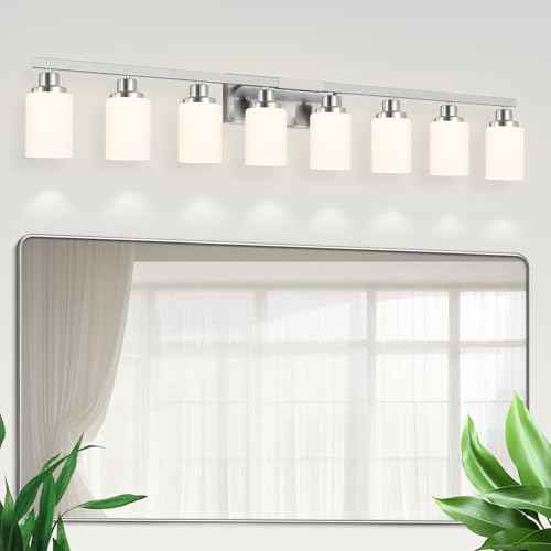 8 Light Bathroom Light Fixtures Brushed Nickel Vanity Light 52in (Nickel / 8-Light)