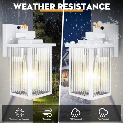 White Dusk to Dawn Wall Mount Porch Lights (White / 10.6''-1 Pack)