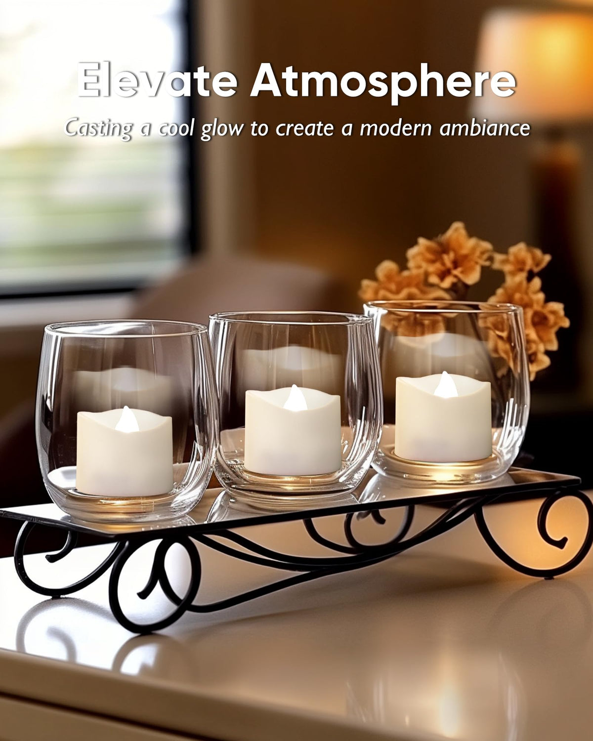 Flameless Tea Lights Candles Battery Operated - 12 Pack