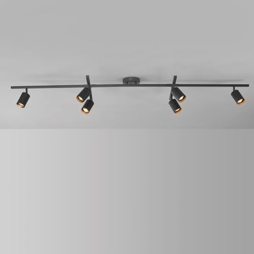 Waylon 6 Light Matte Black Track Lighting with Center Swivel Bars (White, Waylon 6-Light)