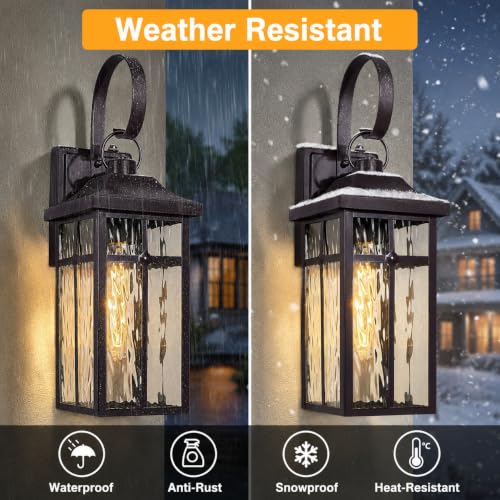 2 Pack Dusk to Dawn Outdoor Wall Lights (Brown / 19 inch)