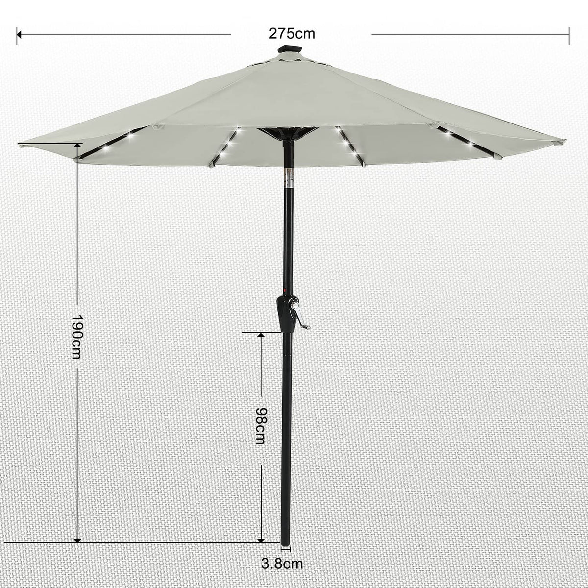 Durable Solar Led Patio Umbrellas with 32LED Lights 9FT (LED Umbrella / 9ft / Light Beige)