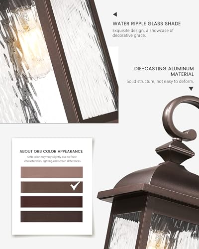 21" Outdoor Wall Light Fixtures (ORB, Water Ripple Glass / 21", Single Unit)