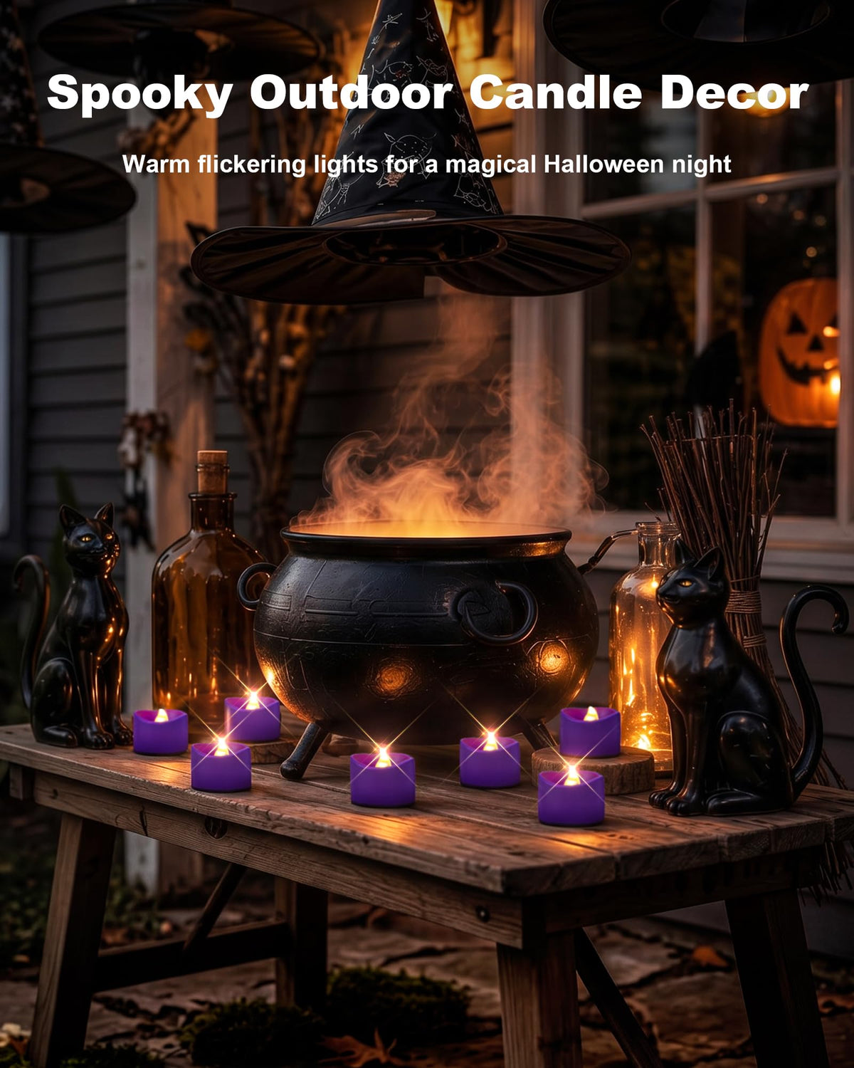 Purple Flameless Battery Tea Light Candles - 12 Pack