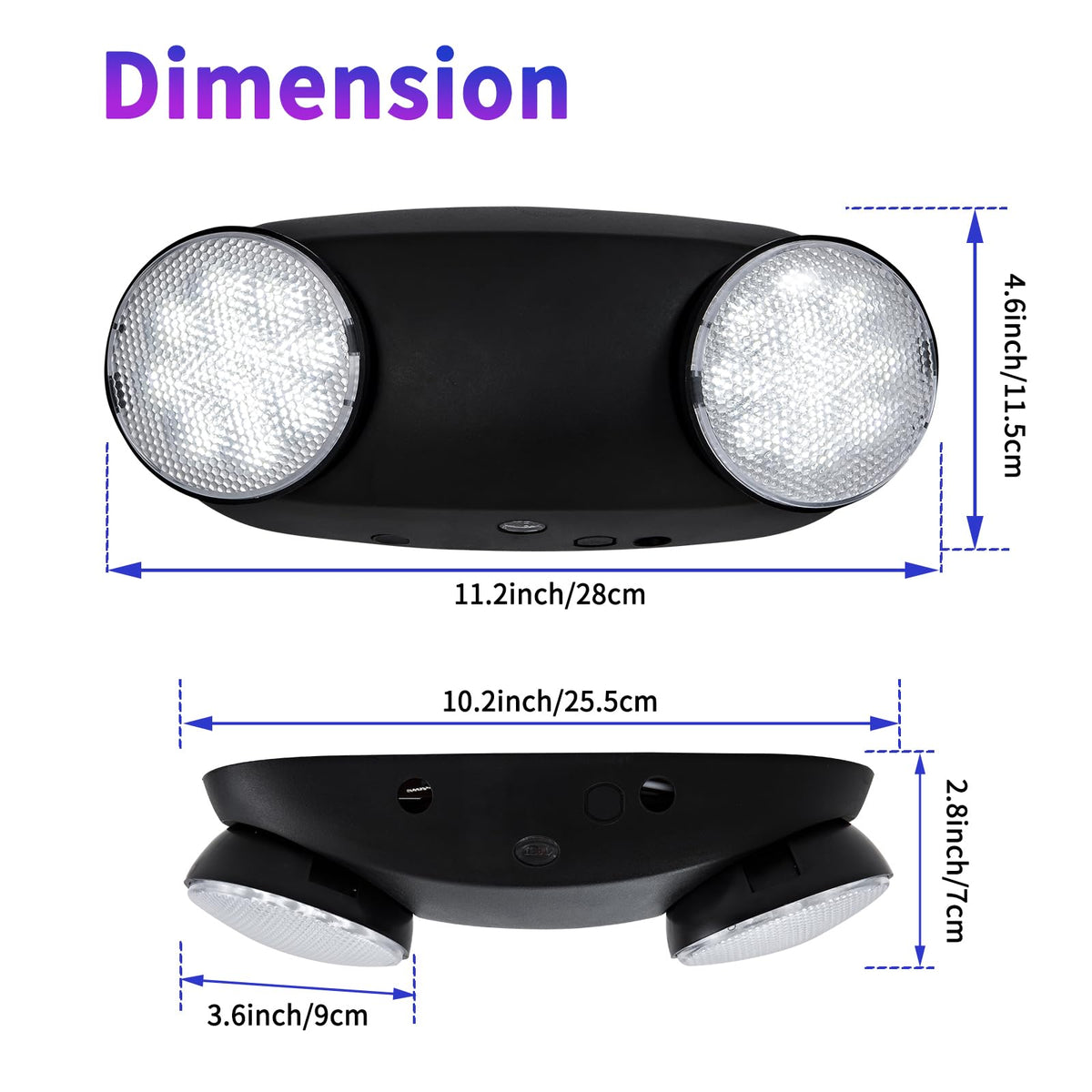 Emergency Lights with Battery Backup (2 Pack / Black)