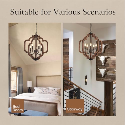 20.5" Farmhouse Vintage Chandelier 5 (Textured-Brown / D20" x H24" 5-Light)