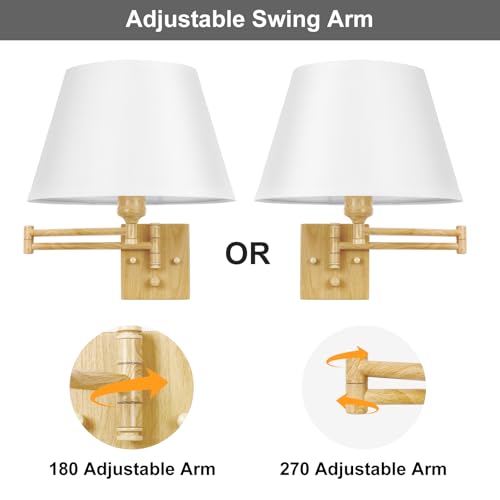 Dimmable Wall Sconce Plug in (Oak color / Large)