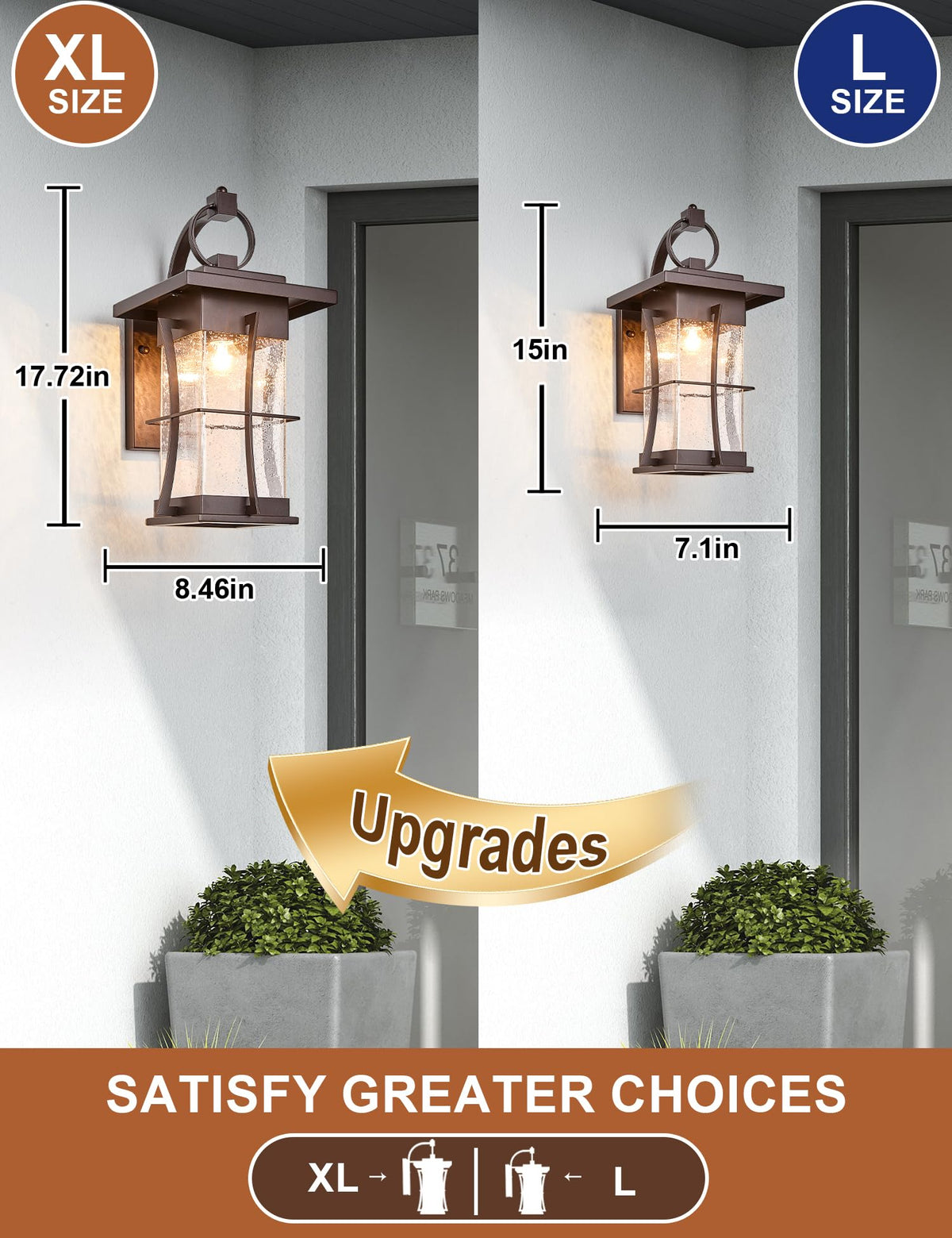 18" H Extra Large Porch Sconce Oil Rubbed Bronze Large Exterior Wall Lantern Deep Brown Outside House Lamps Waterproof Mission Outdoor Lighting with Seeded Glass for Villa Garage Coach Light (Oil-Rubbed Bronze / X-Large)