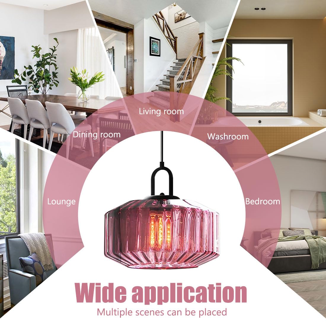 Mid Century Modern Pendant Light fixtures Glass Globe Pendant Lights with Hand Blown Purple Glass Shade Vintage Hanging Pendant Light for Dining Room Some Room Ceiling Hanging Light (Purple)