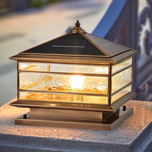 All Copper Steel Glass Outdoor Post Lights (Solar / 16X16IN)