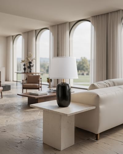 22 Inch Black Ceramic Table Lamps Set of 2 (H22" Black Ceramic + White Shade (2 Pack) / H22 × ∅12.2 inch)