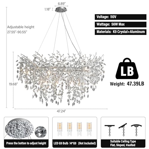 47" Silver Tree Branch Chandelier (Silver / Round-D47.2")