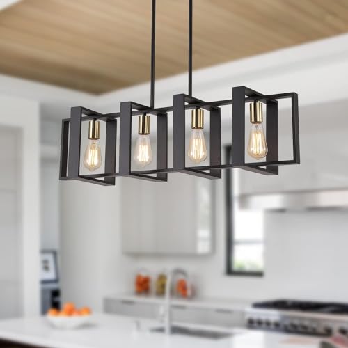 35.4" Kitchen Island Lighting Fixture (Black / 4 Lights)