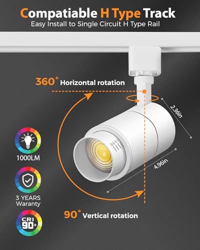 3 Color Zoomable 10W LED Track Lighting Heads H Type (White)