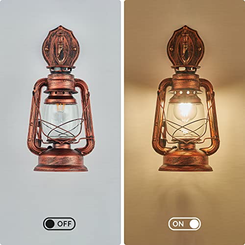 Rustic Wall Sconce Lighting Lantern Mounted Light with Glass Lampshade for Hallway Farmhouse Loft W7 x H15 (W7" x H15" x D9.8")