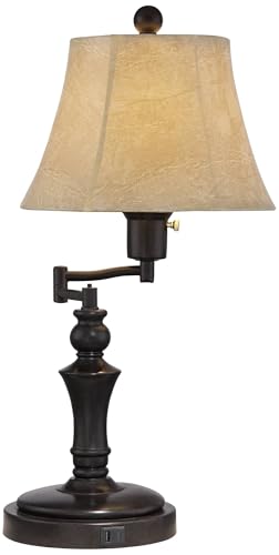 Corey 21 3 4" High Table Lamp USB Bronze Brown Traditional Swing Arm Hotel (Bronze)