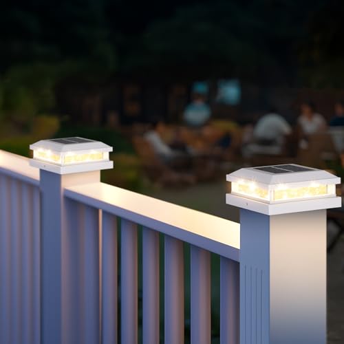 4x4 5x5 Solar Post Cap Lights Outdoor 12 (White / 12 Pack)