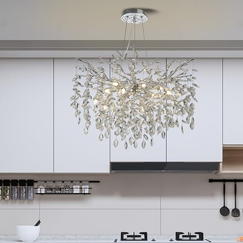 Modern Crystal Tree Branches Chandelier (Silver / Round 30")
