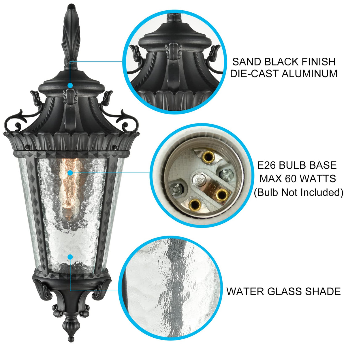 Black Outdoor Wall Light Fixtures (Black)