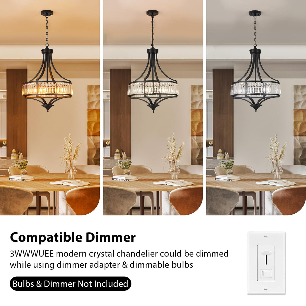 Modern Black Crystal Chandelier (Black)